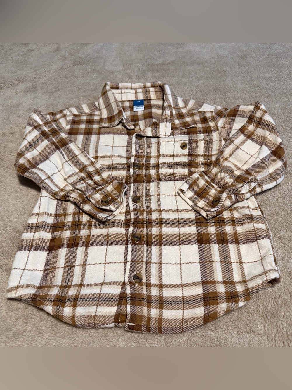 Old Navy 4T Brown & Cream Plaid